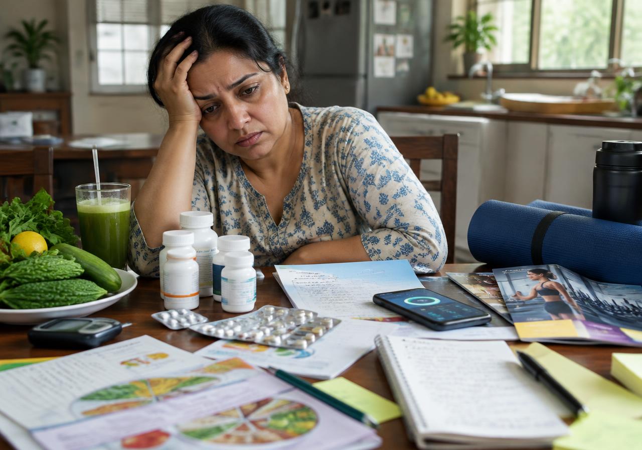 Woman overwhelmed by diabetes solutions